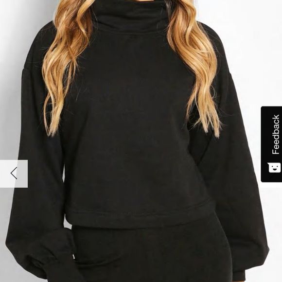 Zara Sweaters - Zara - Turtle Neck Black Crop Sweater - Size USM